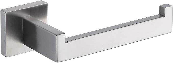TASTOS Toilet Paper Holder Brushed Nickel, Toilet Tissue Roll Holders Dispenser and Hangers Wall Mounted for Bathroom & Kitchen, Stainless Steel Modern Square Style (Silver)