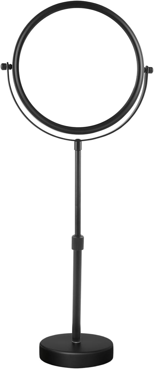 Nicesail Taller Tabletop Makeup Mirror, 8 Inch 5X Magnified, Matte Black | Higher, Countertop Standing, 15in-19in Height Adjustable, Double Sided Mirror, 5X Magnifying Desk Vanity Make up Table Mirror