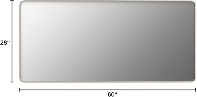 60x28 Inch Brushed Nickel Bathroom Mirror, Large Brushed Silver Metal Framed Wall Mirror, Rounded Corner Rectangle Modern Vanity Mirror, Tempered Glass, Anti-Rust, Shatterproof (Horizontal/Vertical) | Silver Metal Framed Wall Mirror, Rounded Rectangle ...