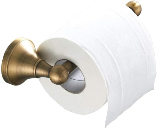 Flybath Toilet Paper Holder Brushed Brass Antique Wall Mounted for Bathroom | Rust-proof, Heavy Duty, Sturdy, Easy to Fit, Vintage Gold Loo Roll Holder, Paper Tissue Storage, Retro Bathroom Accessories