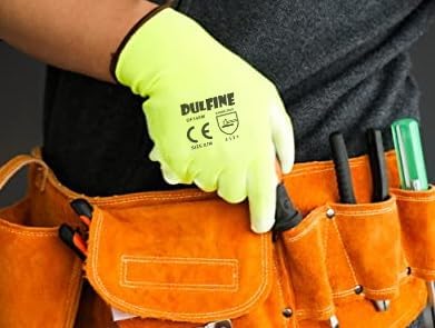 DULFINE Safety Work Gloves for Men & Women, PU Coated Seamless Knit Grip | Smooth Grip on Palm & Fingers, Ideal for Light General Duty Work, Gardening, Landscaping, Construction, Mechanic, Warehouse