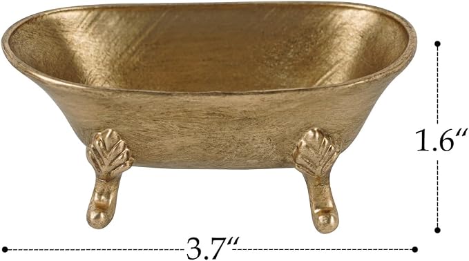 NIKKY HOME Gold Bathtub Ring Holder Jewelry Tray, Vintage Trinket Dish | Small Classic Metal Decorative Tray for Women, Elegant Storage Organizer for Vanity & Bathroom, Wedding & Engagement Gift