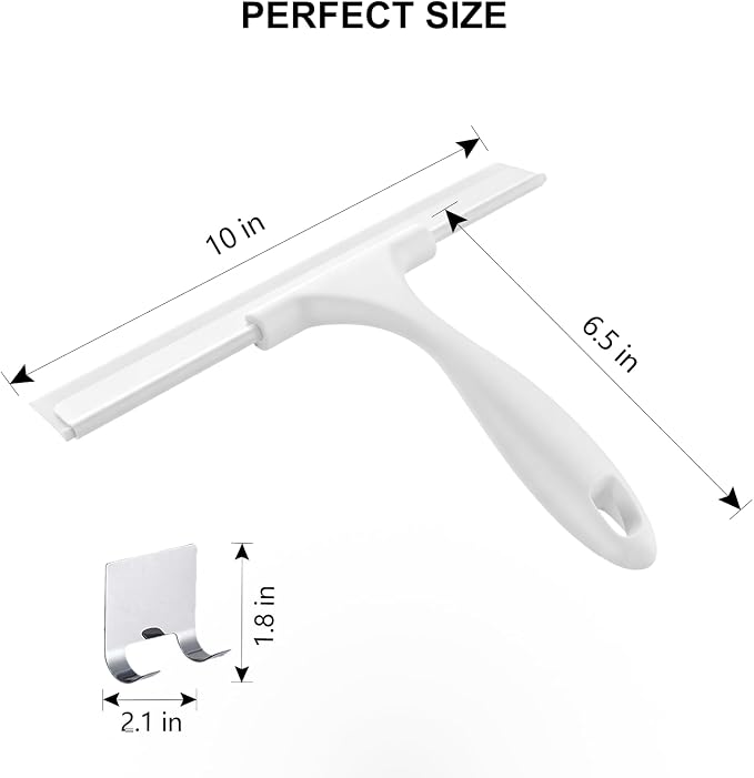 SetSail Squeegee for Shower Glass Door, 10 Inches, White | Stainless Steel Squeegee for Shower Glass Door, All-Purpose Window Squeegee for Shower Mirror Bathroom Car Window Cleaning