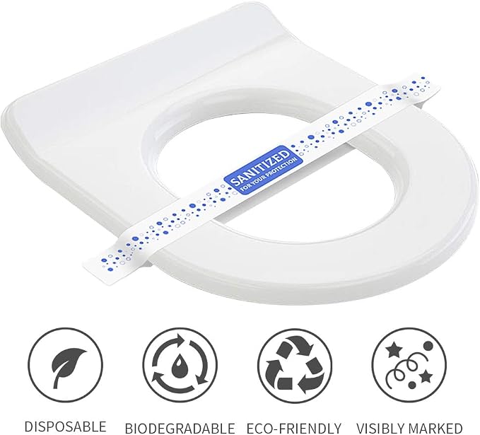 ESSENTIAL 1000 Pcs Printed Toilet Seat Band 16-1/2" Long x 1-1/2" Wide | Paper Toilet Seat Strips for Hotels and Motels, Blue/White, Case of 1000