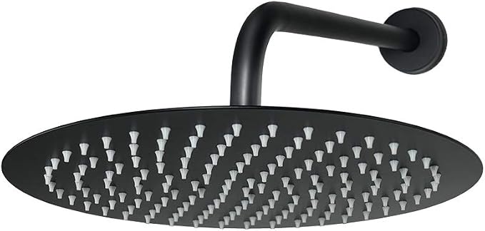 NearMoon Rain Shower Head, Ultra-Thin Design-Pressure Boosting, Awesome Some Experience, High Flow Stainless Steel Rainfall Head (12 Inch, Matte Black)