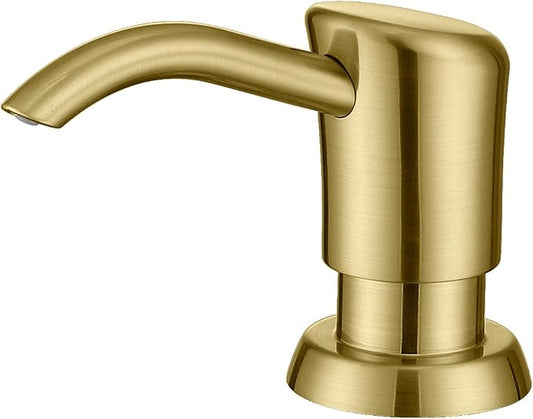 Dish Soap Dispenser for Kitchen Sink, 17 oz Bottle, Brushed Gold | Refills From The Top, No-Leak ABS Pump, DIY Installation, 360° Swivel, Fits 1–1.5 in Sink Holes; for Dish Soap or Lotion