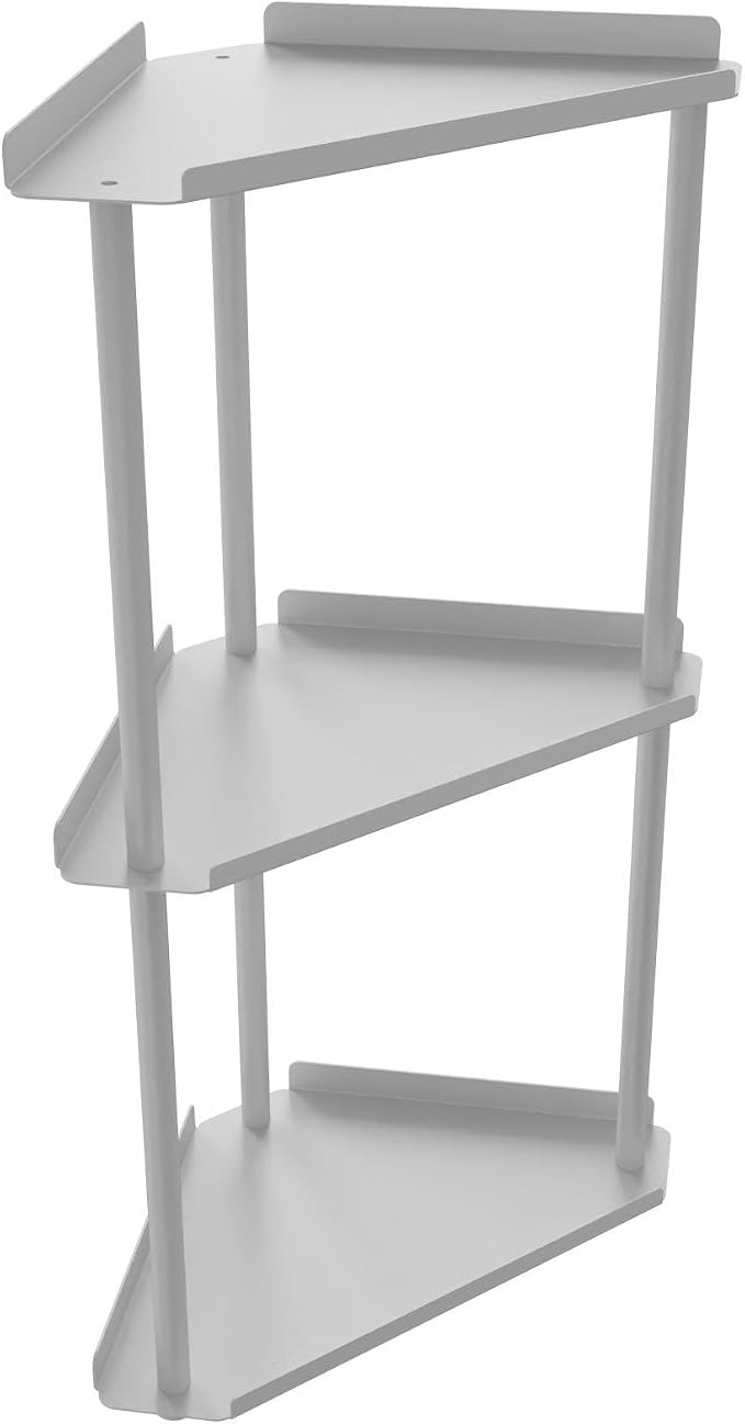 FLE Corner Bathroom Counter Organizer, Bathroom Organizer Countertop White | 3 Tier Corner Shelf, Tabletop Mount,Waterproof solid shelf fits bathroom toiletries and kitchen condiment storage.