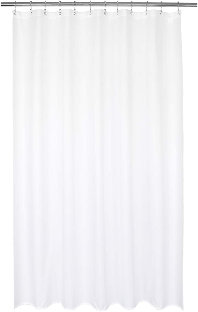 Barossa Design 72x92 Extra Long Fabric Shower Curtain or Liner White | Soft Microfiber Cloth, Waterproof, Hotel Quality, Machine Washable, 72W x 92H for Bathroom