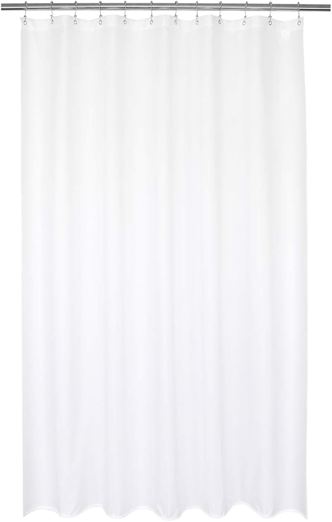 Barossa Design 72x74 Long Fabric Shower Curtain or Liner White | Soft Microfiber Cloth, Waterproof, Hotel Quality, Machine Washable, 72W x 74H for Bathroom