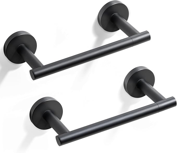 HITSLAM 2 Pack Matte Black Toilet Paper Holder, Double Post Pivoting, SS304 | Set of 2 Wall Mount Bathroom Tissue Holders, Rustproof Stainless Steel, Ideal for Multiple Bathrooms, Easy Roll Change