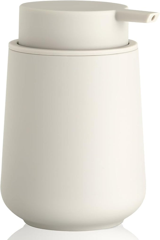 YAUKPH Matte Beige Liquid Hand Soap Dispenser Plastic | 11 oz - Modern Minimalist Style for Bathroom & Kitchen Countertop Refillable