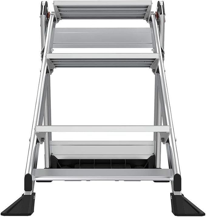 Little Giant Jumbo Step 3-Step Foldable 2.2 ft Aluminum Stool, 11903 | Foldable Aluminum Step Stool, Extra-Wide Stair-Like Treads, Rotating Handrail, Tool Tray, 375 lbs. Weight Capacity