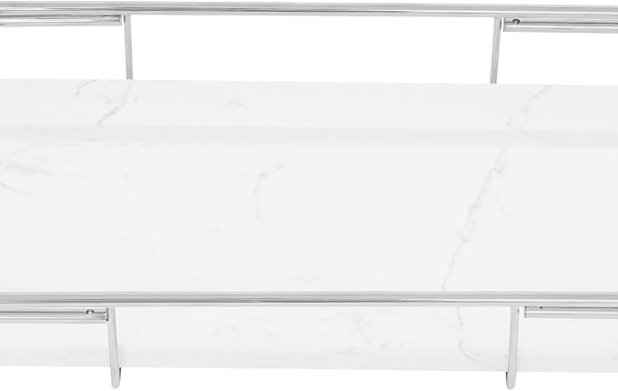 Stainless Steel Bathtub Tray, Expandable Marble Bath Tray for Tub, 44.09 lbs Capacity Bath Caddy for Bathtub Bathroom Accessories for Home Spa (Silver+White)