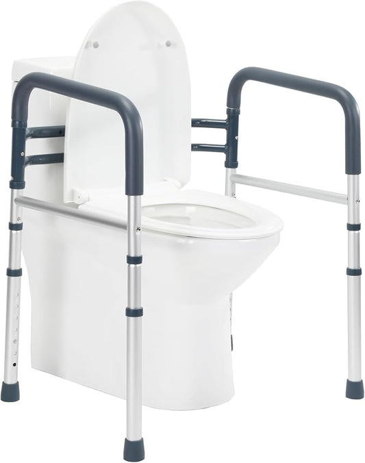 Lianjindun Toilet Safety Rails, 350 lbs, Adjustable Height & Width | Fits Most Toilets, Foldable Design, 350 Lbs Capacity, Aluminum Toilet Frame, Toilet Handles for Seniors, Disabled, Handicap