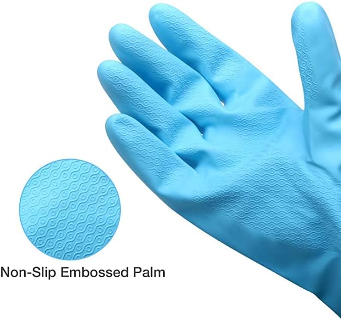 Alimat PluS Kitchen Gloves Latex Free, Cotton Flock Liner, 2 Pairs, Large | Reusable Dishwashing Gloves with Non Slip Embossed Texture, Waterproof Cleaning Gloves for Laundry, Gardening