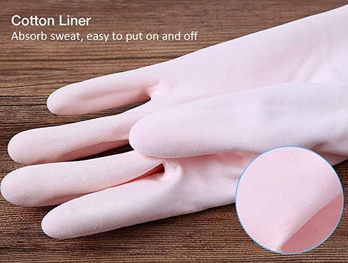 Alimat PluS Kitchen Gloves Latex Free, Cotton Flock Liner, 2 Pairs, Large | Reusable Dishwashing Gloves with Non Slip Embossed Texture, Waterproof Cleaning Gloves for Laundry, Gardening