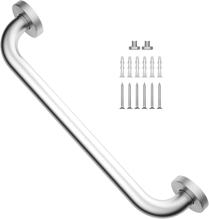 16 Inch Brushed Nickel Grab Bar, Grab Bar for Bathtub and Shower | Stainless Steel, Bathroom Safety Bar, Bath Handle Handrail for Senior Elderly, Handicap Support Bars, Wall Mounted