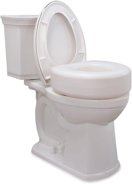 AquaSense 4-Inch Portable Toilet Seat Riser, Elevated Seat for Seniors | Elevated Seat Offers Easy Installation and Sturdy, Non-Skid Design for Round Toilets at Home or Away