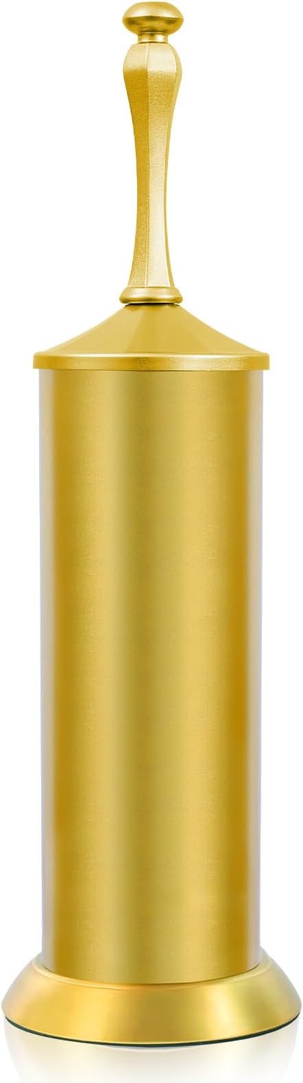 Brass Toilet Brush and Holder，Extra Long Handled Gold Toilet Brush for Bathroom，Stainless Steel Heavy Duty Toilet Bowl Brush,Deep Cleaning Modern Toilet Cleaner Brush -Space Saving, Covered Brush