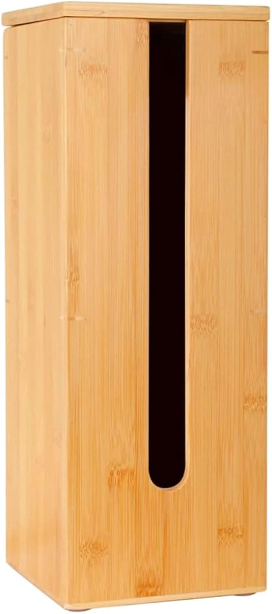 Bamboo Toilet Paper Storage,Wood Toilet Paper Holder Stand,Freestanding Vertical Tissue Storage Organizer, Holds 4 Rolls, 16.1 x 5.9 x 5.9 in / 41 x 15 x 15 cm, for Bathroom Organizer
