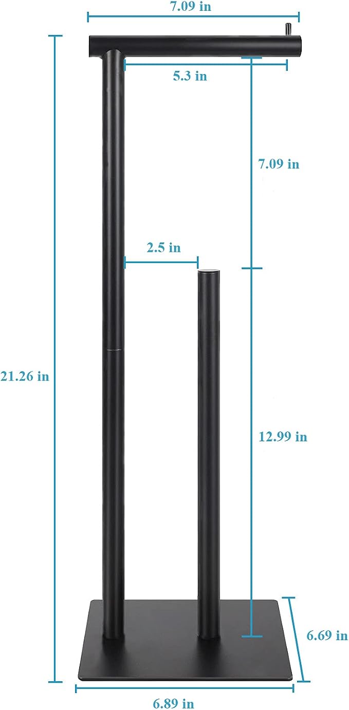 Toilet Paper Holder Stand Toilet Paper Roll Holder Stand Freestanding Black Toilet Paper Holder for Bathroom Toilet Tissue Storage Holder Metal