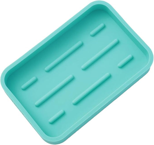MicoYang Silicone Kitchen Sink Organizer Tray for Multiple Usage,Easy Clean Sponges Holder for Kitchen Bathroom Counter or Sink,Dish Soap Dispenser,Scrubber,Bottle,Cup Mint 4.9”x 3.2”
