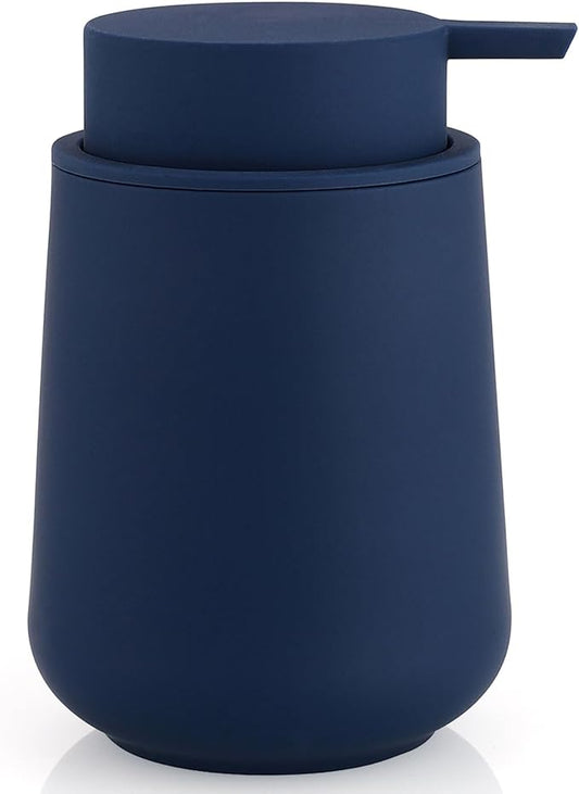 YAUKPH Matte Navy Blue Liquid Hand Soap Dispenser Plastic | 11 oz - Modern Minimalist Style for Bathroom & Kitchen Countertop Refillable