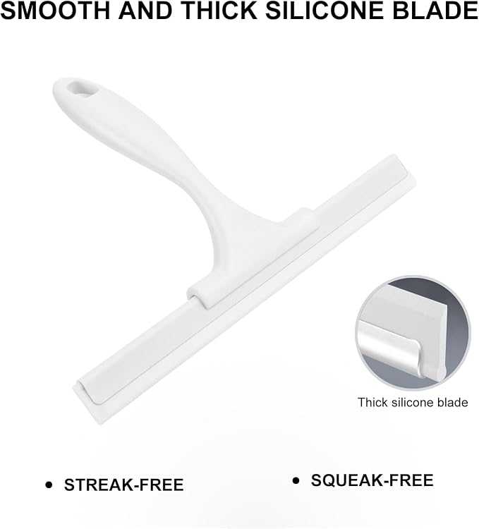 SetSail Squeegee for Shower Glass Door, 10 Inches, White | Stainless Steel Squeegee for Shower Glass Door, All-Purpose Window Squeegee for Shower Mirror Bathroom Car Window Cleaning