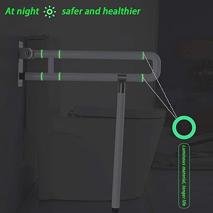 Nisorpa 29.5 INCH Foldable Toilet Grab Bar Flip Up Arm Grab Rails Anti Slip Handrails Bathroom Seat Support Handicap Bar Toilet Safety Rails for Elderly Pregnant Women Disabled