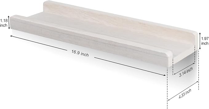 Emfogo Floating Ledge Shelves Rustic Wood Wall Shelf Set of 3 for Storage and Display 16.9 inch Vintage White