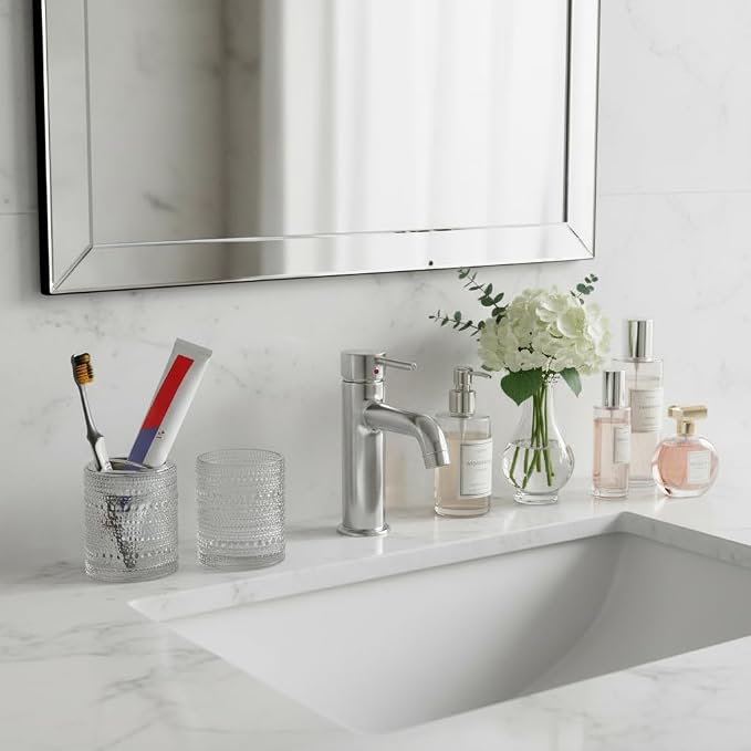 Glass Toothbrush Holder, Clear Bathroom Toothbrush Holder Set, 10oz Bathroom Tumbler Cup, Bathroom Storage Cup Organizer for Tooth Brush, Toothpaste and Makeup Brush