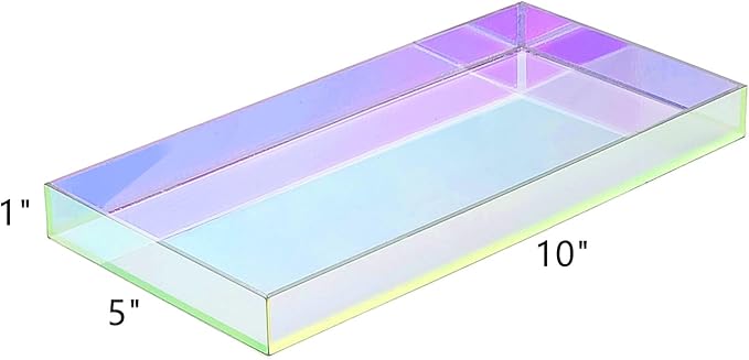 ROYALITA Acrylic Tray for Countertop, Guest Towel Holder Tray for Bathroom | Vanity Trays for Napkin Perfume Jewelry Makeup, Bathroom Tray for Soap Dispenser, Aromatherapy, Cup & Candle, Iridescent