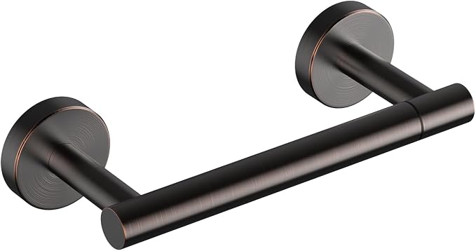 FORIOUS Commercial Toilet Paper Holder Wall Mount Bathroom Tissue Holder | Oil Rubbed Bronze | SUS304 Stainless Steel Rustproof | Double Post Pivoting Toilet Paper Roll Holder | Screw-In | Round Base