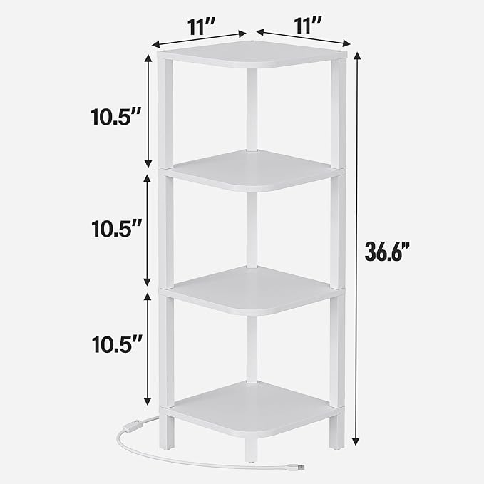 TUTOTAK Corner Shelf, 4-Tier Corner Bookshelf for Small Space | Narrow Display Corner Shelf Stand with Storage Rack, for Living Room, Bedroom, White BS08BW004L