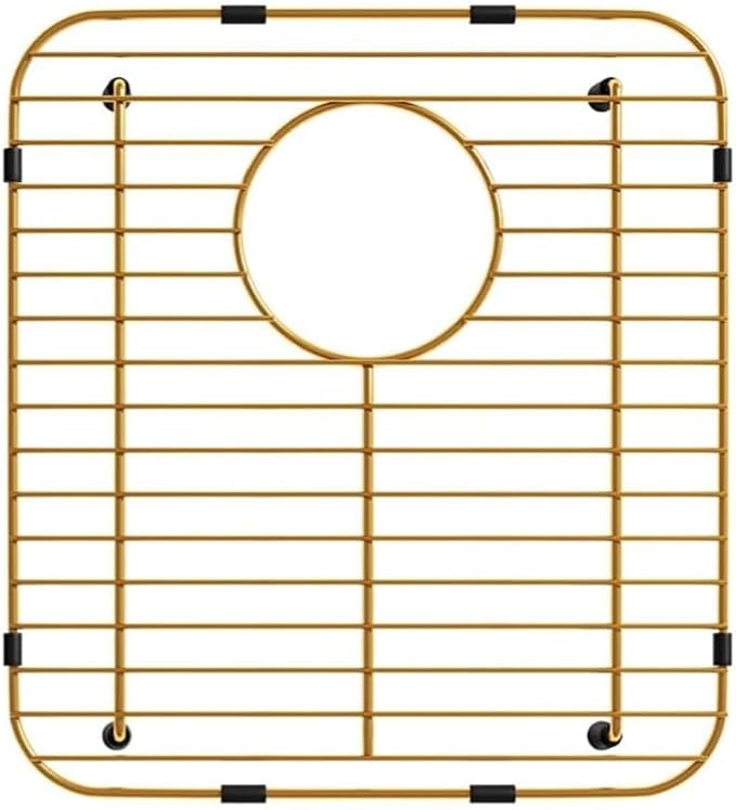 Slideep Sink Bottom Grid for Kitchen, Stainless Steel Sink Protector Metal Sink Grate with Rear Hole, 13"L x 11.6"W, Gold