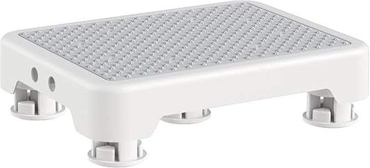 Ronlap Small Step Stools for Adults Car Step Stool for Elderly, White-Gray | Adjustable short one-step plastic platform for seniors & mobility assistance, use by bed, shower, car, RV, stairs & outdoor