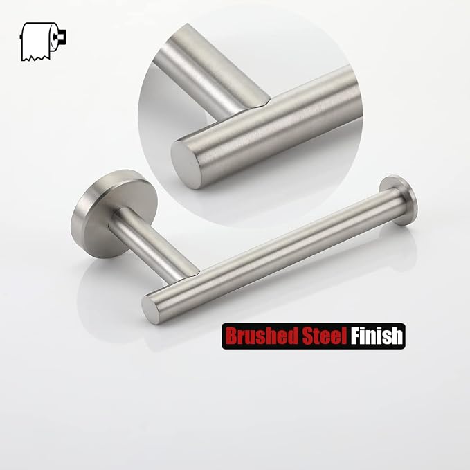 JQK Toilet Paper Holder, 5 Inch 304 Stainless Steel Thick 0.8mm Tissue Paper Dispenser for Bathroom, Hold Mega Rolls, Brushed Nickel Wall Mount, TPH120-BN
