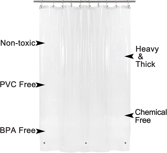 Barossa Design Heavy Duty Shower Curtain Liner with 6 Magnets, Clear, 72x72 | 8G Thick PEVA, 6 Bottom Magnets, Waterproof Vinyl & See Through, Metal Grommets, Heavy Plastic Shower Curtain for Bathroom