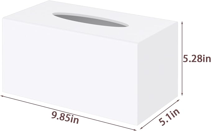 SILUT Matte White Rectangular Extra Large Acrylic Tissue Box Cover | Plus Size Tissue Box Holder for Bathroom, Home, Kitchen & Restaurant,Magnetic Bottom & Non-Slip Base, 9.85x5.1x5.28''