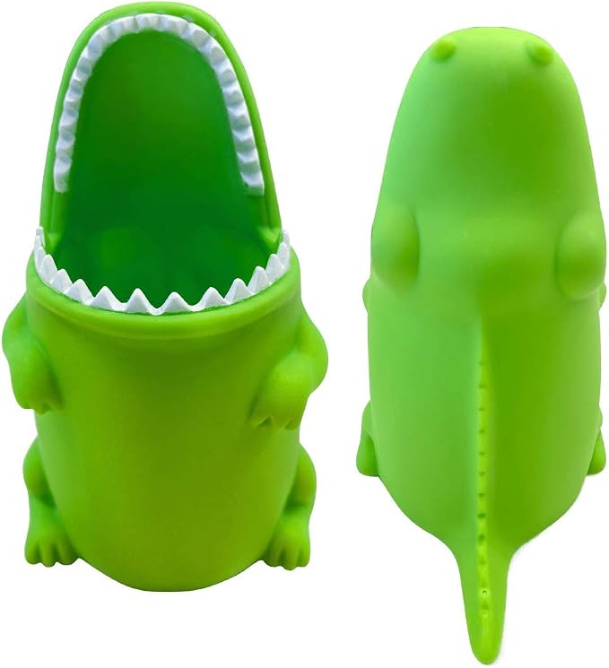 Kids Toothbrush Holder Toothbrush Organizer – Durable Silicone Animal Tooth Brush Holder – Easy to Clean Toothbrush and Toothpaste Holder – Toothbrush Holders for Bathrooms by Lily’s Home (Crocodile)