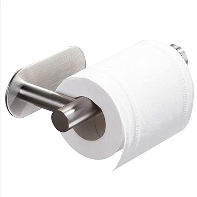 DGWHYC 3M Self-Adhesive Toilet Paper Holder No Drilling, SUS 304 Stainless Steel Brushed Nickel Wall Mounted Tissue Roll Holder for Bathroom, RV, Kitchen, Easy Install, Rust-Proof (DG-TPA22 Silver)