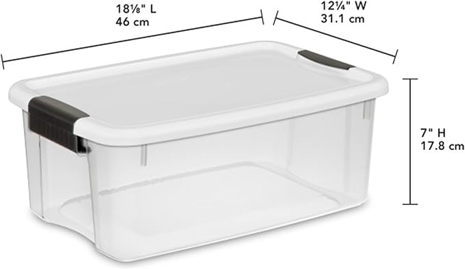 Sterilite 18 Qt Ultra™ Latch Box, Durable Clear Storage Bin w/ Lid, 6 Pack | Heavy-Duty and Stackable Plastic Containers with Latches for Closet, Cabinet, Bedroom, Bathroom and Dorm Room Organization