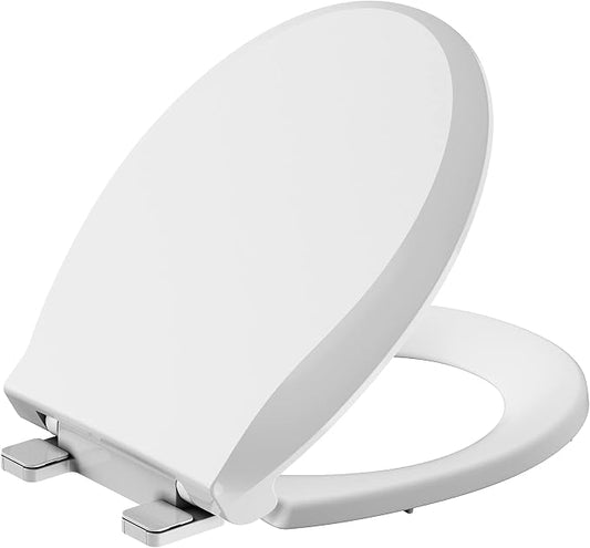 Round Toilet Seat with Slow Soft Close, Durable Toilet Seat Round, Never Loosens, Easy Clean and Install, White Toilet Seat Fit for Round Toilets