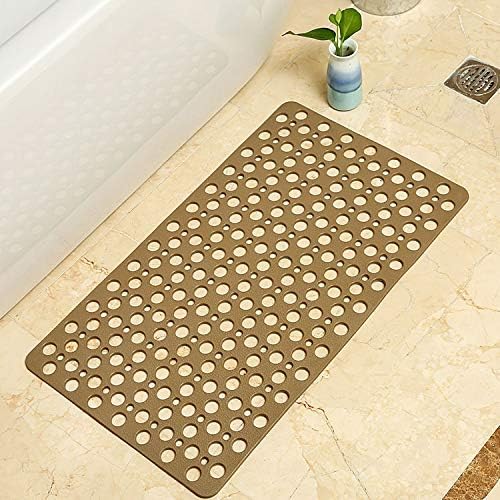 Casa and Beyond Shower Mat, Bathtub Mat Non Slip with Suction Cups and Drain Holes, Easy to Clean Soft Machine Washable, Shower Mats for Inside Shower Easy Dry&Cut (Coffee,47" x 32"(Rectangular))