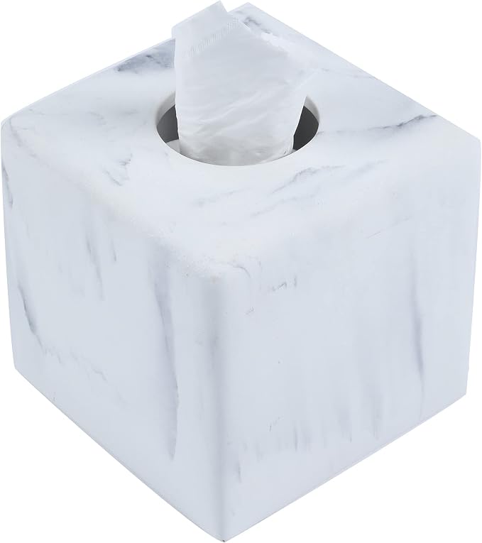 Hymmah Modern Square Tissue Box Cover Holder,Bathroom Accessories Decor Unique Design Tissue Box Cover for Bathroom Vanity Counter Tops Also Great for Bedrooms and Living Rooms