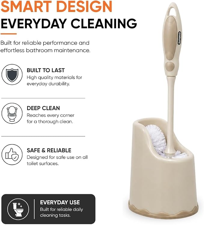 Superio Toilet Brush and Holder Toilet Scrubber Bowl Cleaner Brushes Wand, Toilets Brush with Holder Caddy, Bathroom Cleaning Brush, Bowl Brush Set