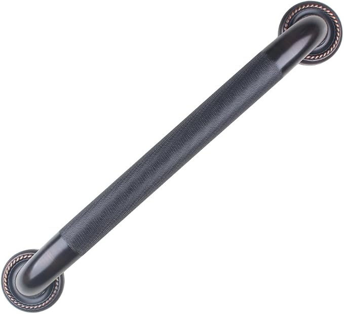 18-inch Textured Grab Bar for Bathtub and Shower, Oil Rubbed Bronze Finish, 1.5-Inch Diameter, Bathroom Toilet Saftey Hand Rail, Wall-Mounted, Great for Towel Holder/Stair Handrail