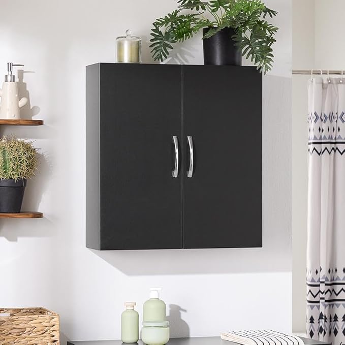 SoBuy Multifunctional Wall Mount Storage Cabinet, Wall Size, Black | Wall Mount Over-Toilet Medicine Cabinet With Shelf, Multi-Purpose Storage For Kitchen Bathroom Laundry