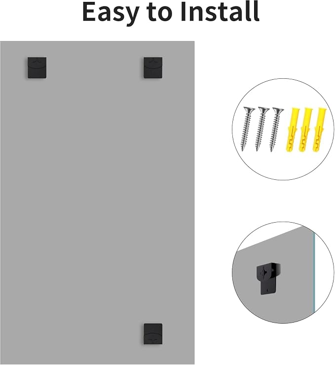 CILIBER Frameless Mirror, 30x48 Inch Rectangle Vanity Mirror for Wall, Large Bathroom Mirror Over Sink with Polished Edge, 3mm Tempered Glass, Horizontal or Vertical Hanging
