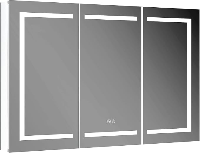 Blossom LED Lighted Bathroom Medicine Cabinet Mirror, Defogger, 48x32 | Bathroom Storage Cabinet, Medicine Cabinets Organizer, Vanity Mirror with Storage, Recessed/Surface Mount, Adjustable Shelves